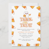 Süße Candy Corn Streich oder Saustellung Halloween Einladung (Vorderseite)