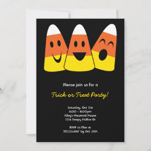 Süße Candy Corn Trio Trick-or-Treat Halloween Einladung