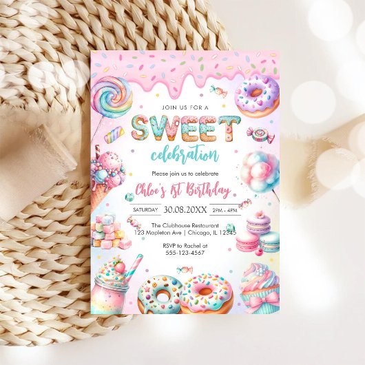 Süße Candy Geburtstagsfeier Einladung