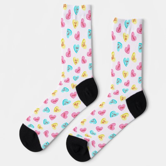 Süße Candy Hearts Valentinstag Socken (Linkes Detail)