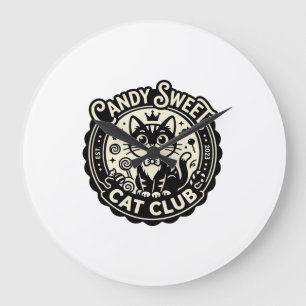 Süße Candy-Katze Lustige Katze Grafik - Süße Candy Große Wanduhr