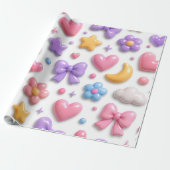 Süße Candy Pastell Icons Muster Geschenkpapier (Ungerollt)