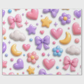 Süße Candy Pastell Icons Muster Geschenkpapier (Flach)