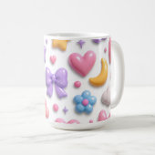 Süße Candy Pastell Icons Muster Kaffeetasse (VorderseiteRechts)