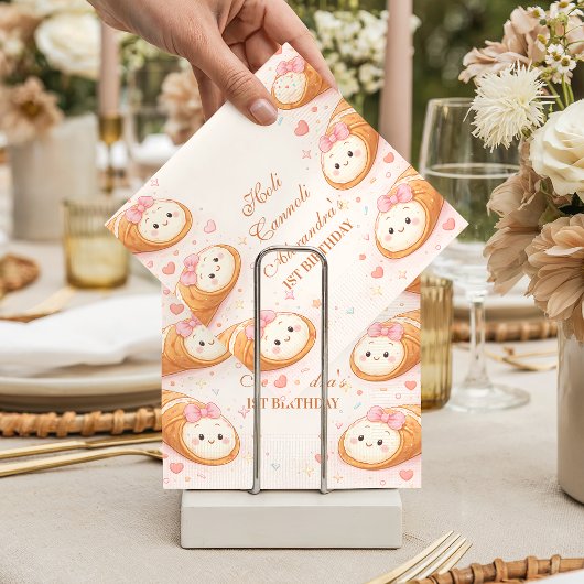 Süße Cannoli-Bäckerei Bow 1. Geburtstag Serviette