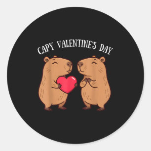 Süße Capy Valentinstag Capybara Liebhaber Romantis Runder Aufkleber