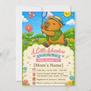 Süße Capybara-Abenteuer-Baby-Shower-Einladung