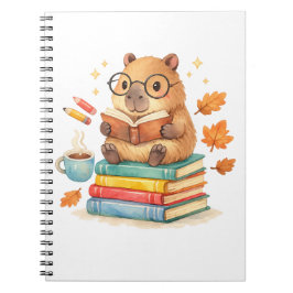 Süße Capybara beim Lesen von Büchern Aquarell Notizblock
