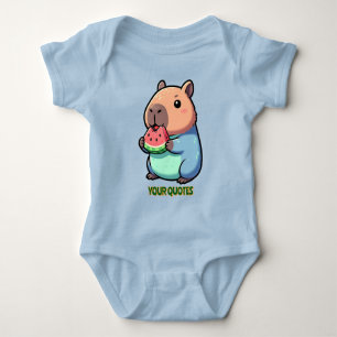 Süße Capybara beim Wassermelonenessen Baby Strampler