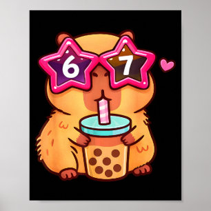 Süße Capybara-Bubble-Tea-Liebhaberin 6 7 Meme kawa Poster