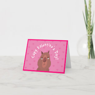 Süße Capybara "Capy Valentinstag!" Karte Rosa