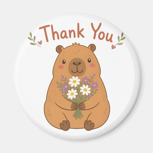 Süße Capybara-Dankeschön-Wildblumen-Magnet Magnet (Vorne)