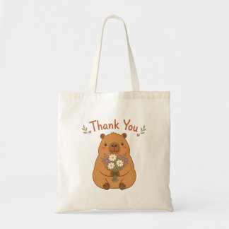 Süße Capybara-Dankeschön-Wildblumen-Tragetasche Tragetasche