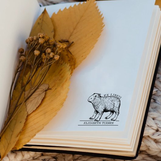 Süße Capybara Ex Libris Buch Gummistempel