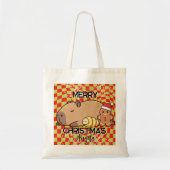 Süße Capybara Frohe Weihnachten Name Tragetasche (Vorne)