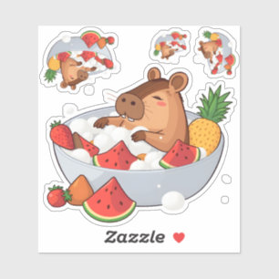 Süße Capybara-Frucht-Bad-Spa-Tages-Kawaii-Tier-Ill Aufkleber