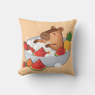 Süße Capybara-Frucht-Bad-Spa-Tages-Kawaii-Tier-Ill Kissen