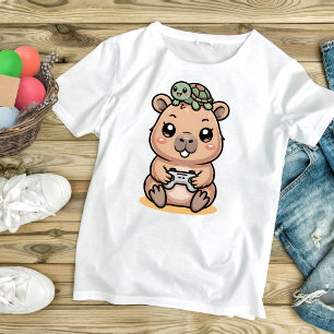 Süße Capybara-Gamer-Anime-Schildkröte Kawaii Gamin T-Shirt