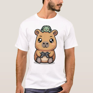 Süße Capybara-Gamer-Anime-Schildkröte Kawaii Gamin T-Shirt