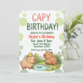Süße Capybara-Geburtstagsfeier Einladung (Stehend Vorderseite)