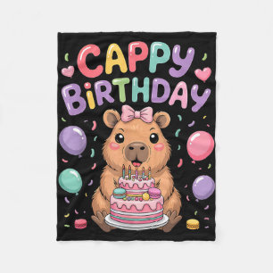 Süße Capybara-Geburtstagsfeier Mädchen Kinder Tier Fleecedecke