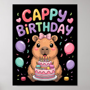 Süße Capybara-Geburtstagsfeier Mädchen Kinder Tier Poster
