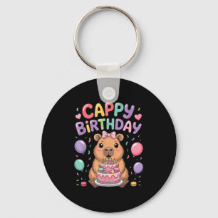 Süße Capybara-Geburtstagsfeier Mädchen Kinder Tier Schlüsselanhänger
