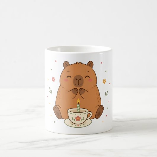 Süße Capybara-Geburtstagskerze Teetasse Tasse (Mittel)