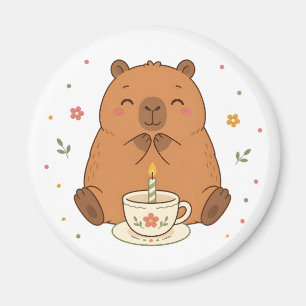 Süße Capybara-Geburtstagskerze-Teetassen-Magnet Magnet