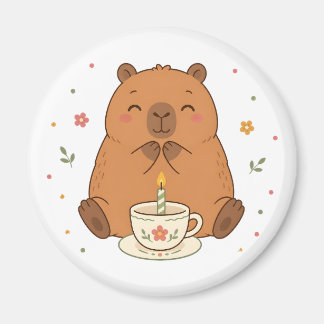 Süße Capybara-Geburtstagskerze-Teetassen-Magnet Magnet