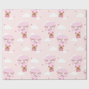 Süße Capybara-Heißluftballon-Baby-Shower Geschenkpapier