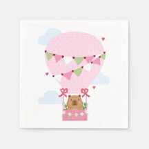 Süße Capybara Heißluftballon Rosa Geburtstagsfeier