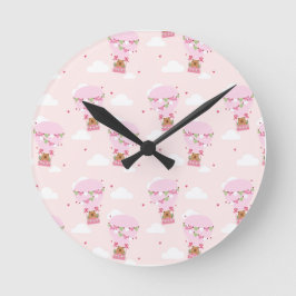 Süße Capybara Heißluftballonfahrt Runde Wanduhr