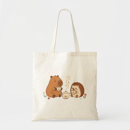 Süße Capybara-Igel-Teezeit-Freunde-Tasche Tragetasche (Vorne)
