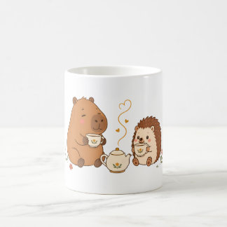 Süße Capybara-Igel-Teezeit-Freunde-Tasse Kaffeetasse