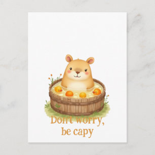 Süße Capybara im Whirlpool mit Orangen in Wasserfa Postkarte