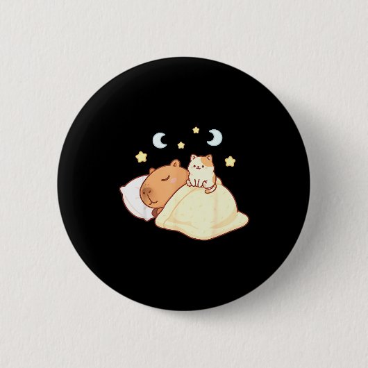 Süße Capybara Kawaii Schlafanzug Sleepybara Katze Button (Vorderseite)