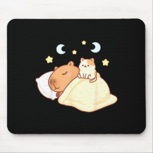 Süße Capybara Kawaii Schlafanzug Sleepybara Katze  Mousepad