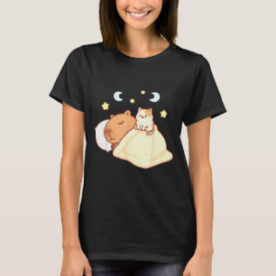 Süße Capybara Kawaii Schlafanzug Sleepybara Katze  T-Shirt