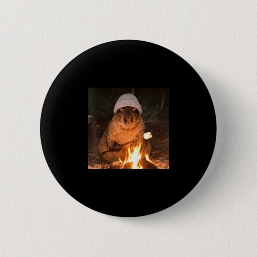 Süße Capybara-Lagerfeuer-S'mores lustiges Camping Button (Vorderseite)