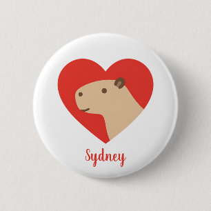 Süße Capybara-Liebesherz Minimalistisches Tier Button