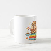 Süße Capybara liest Bücher Aquarell Kaffeetasse (Vorderseite Links)
