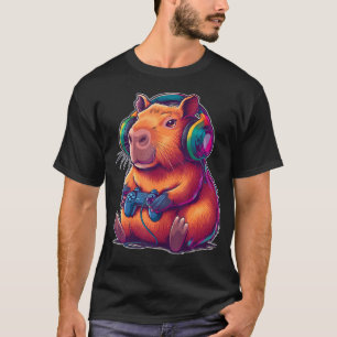 Süße Capybara Lustiger Gamer Capybara spielt Video T-Shirt