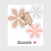  Süße Capybara mit Blume  Aufkleber (Blatt)
