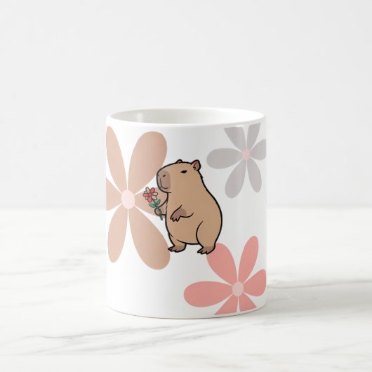 Süße Capybara mit Blume Kaffeetasse (Mittel)
