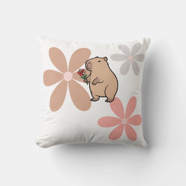  Süße Capybara mit Blume  Kissen (Vorderseite)
