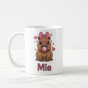 Süße Capybara mit Brille und Bubble-Gum Kaffeetasse