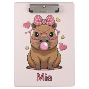 Süße Capybara mit Brille und Bubble-Gum Klemmbrett