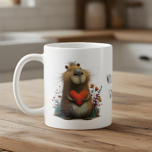 Süße Capybara mit Herz Wirst du mein Valentinstag Kaffeetasse