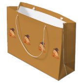 Süße Capybara mit Kürbis-Geschenktasche | Große Geschenktüte (Rückseite Schrägansicht)